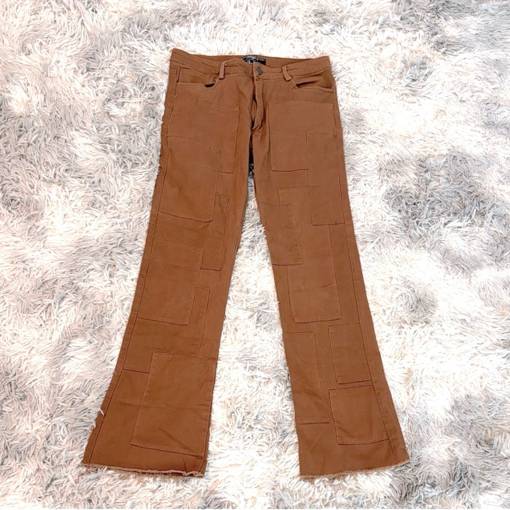 Forever 21 Men Size 30 Brown Flare Patchwork‎ Jeans